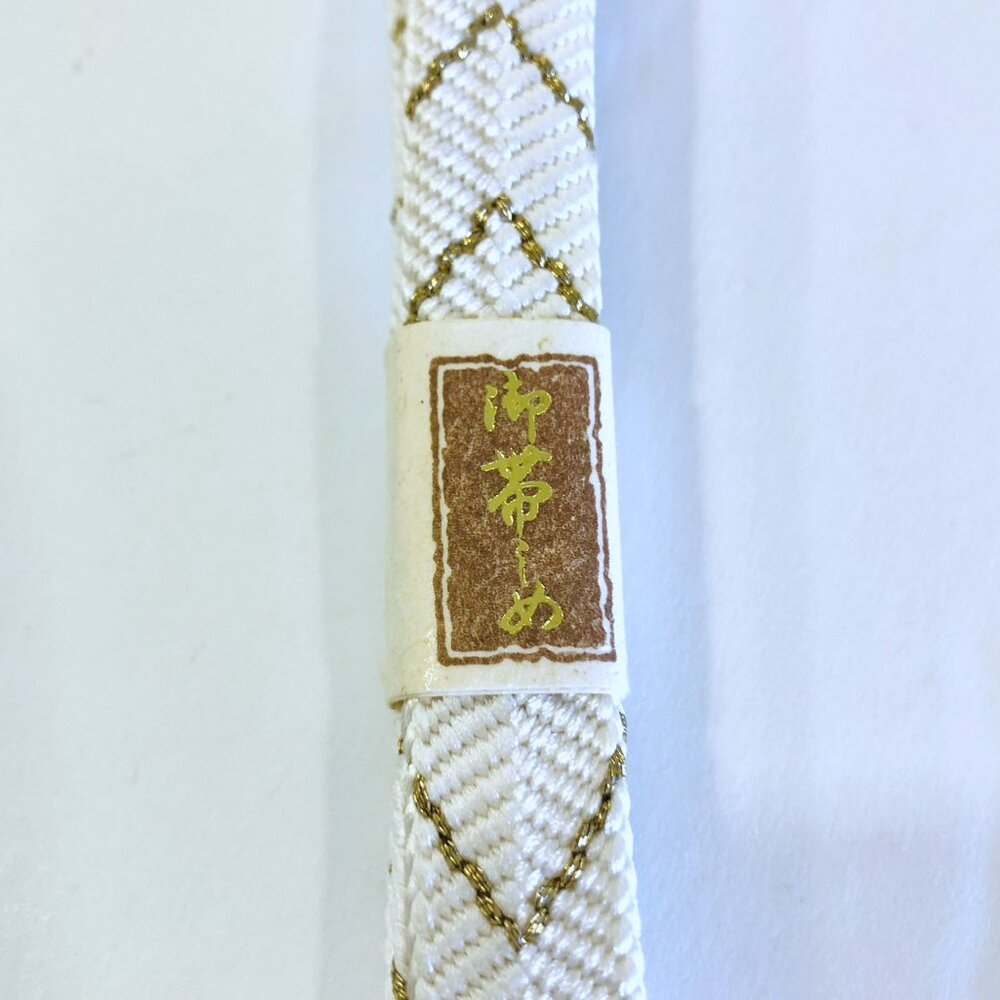Japanese 100% Silk Obijime Obi Cord Kimono Accessory White Gold Threads New - Picture 7 of 11